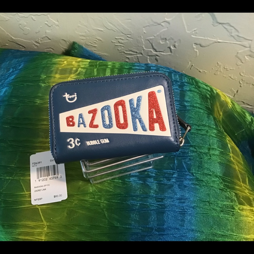 💫NWT Coach Bazooka Zip Wallet Blue Leather F26391